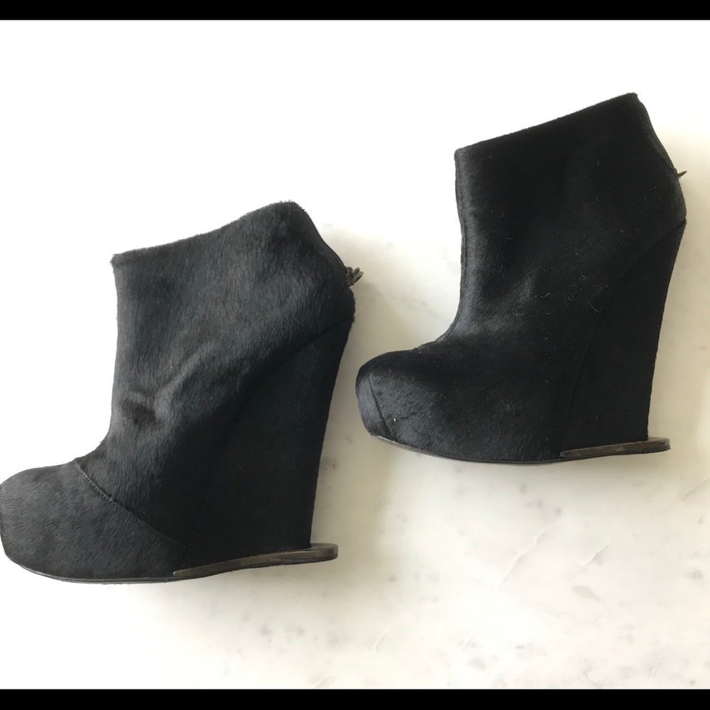 BCBGMaxAzria  Mendel pony hair wedge ankle boots